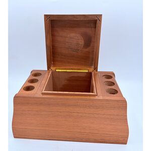 Vintage Mid Century Wood Fairfax Six Pipe Stand Holder Humidor